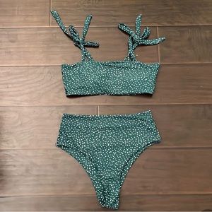high waisted bottom with tie top bikini